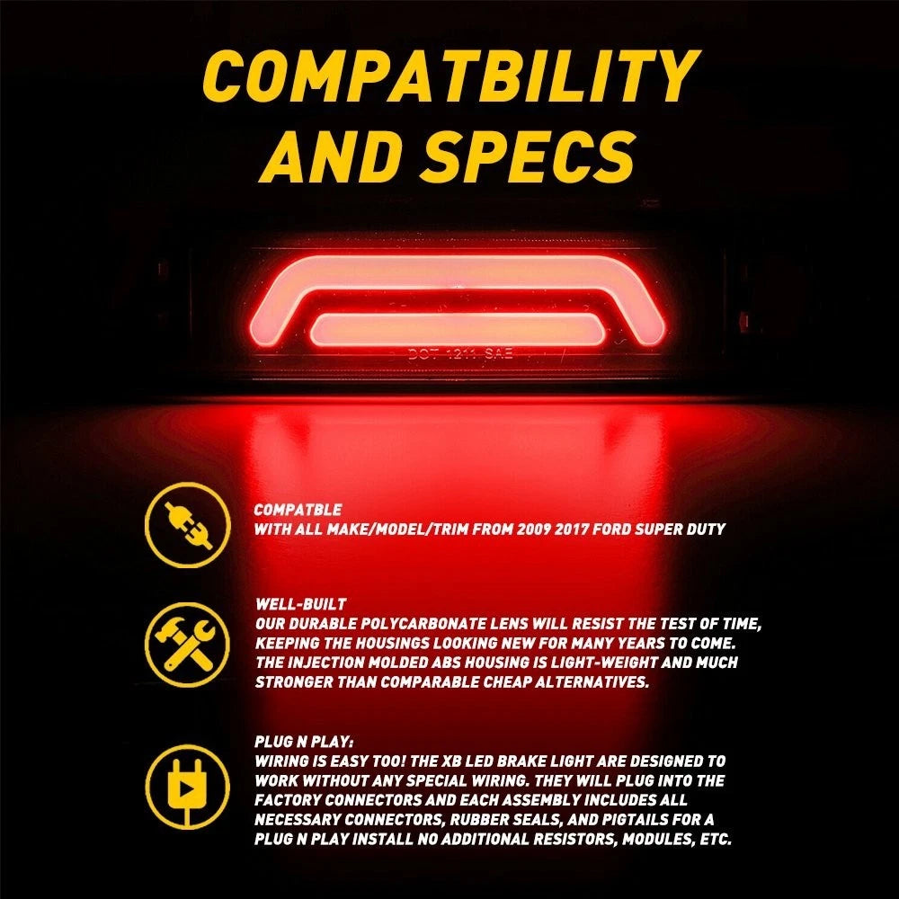 3rd Brake Light Cargo Lamp 3D LED Bar for Ford Super Duty (1999–2016)