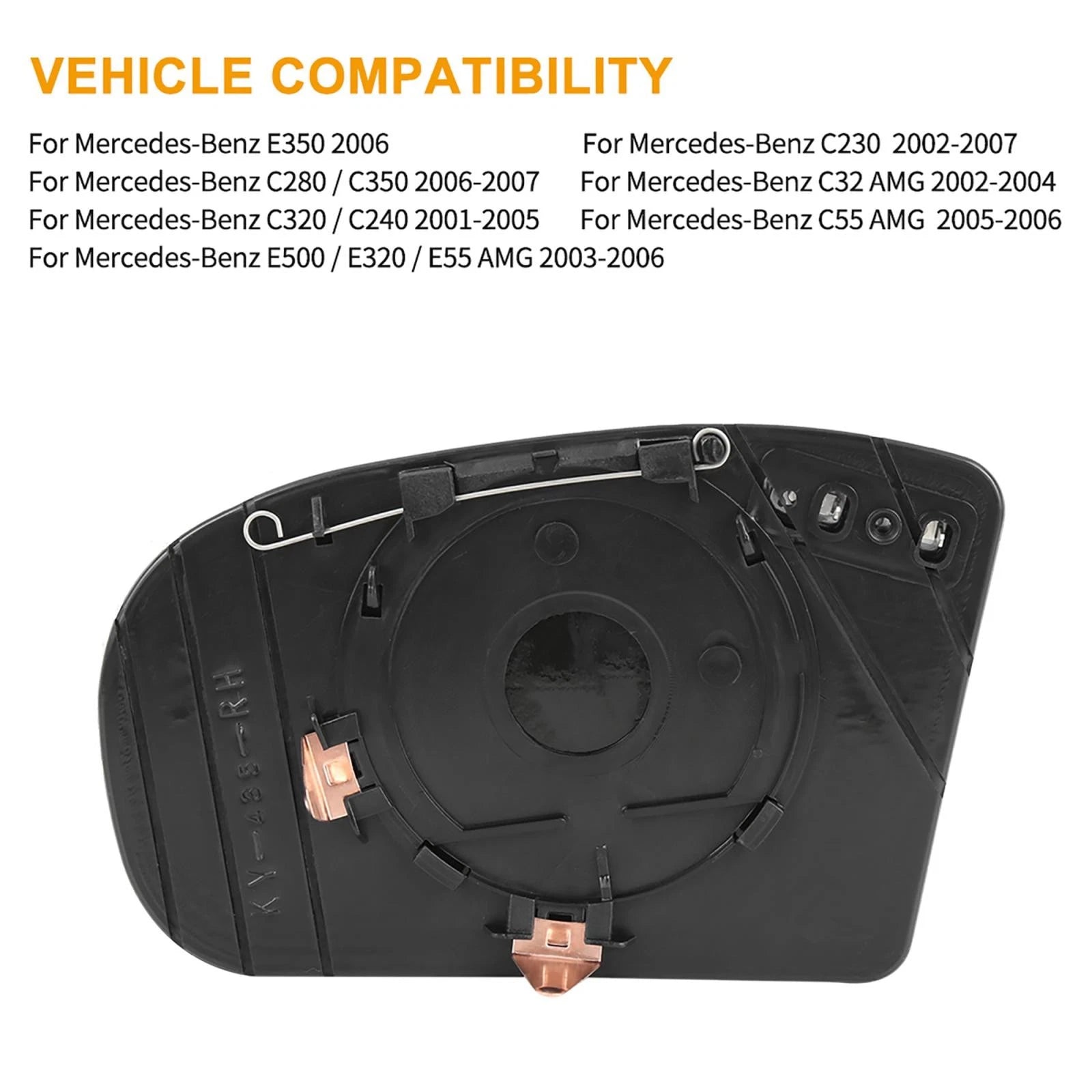 Heated Mirror Glass w/ Backing Plate for Mercedes-Benz E500 E550 (2003–2006)