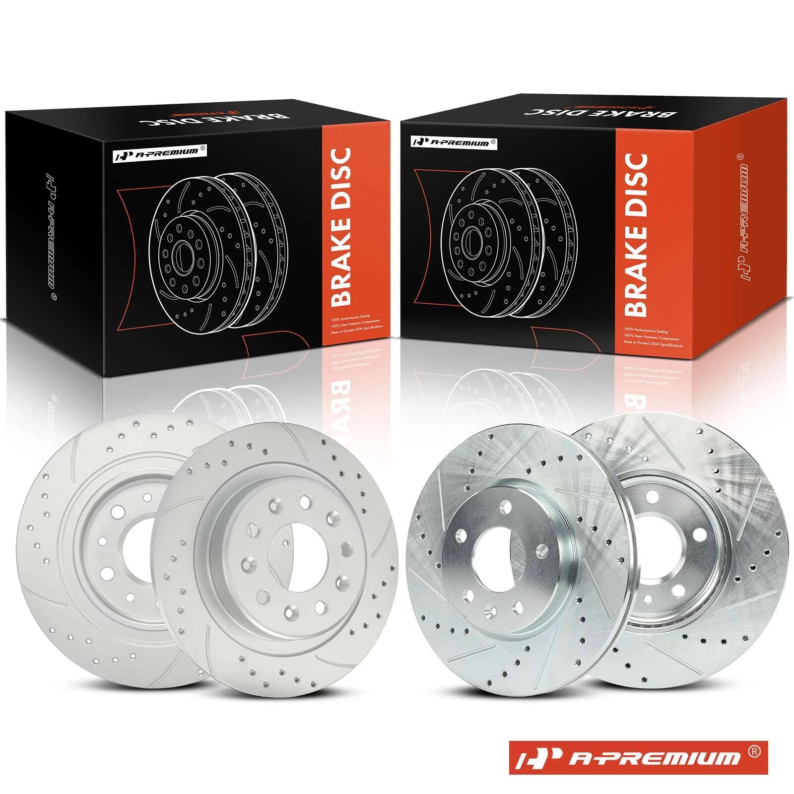 Set of 4 Drilled Brake Rotors for Chevy Equinox (2018–2023) Malibu GMC