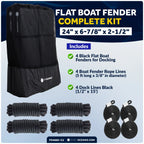 4-Pack Black Flat Boat Fender Kit 24" x 6-7/8" x 2-1/2"