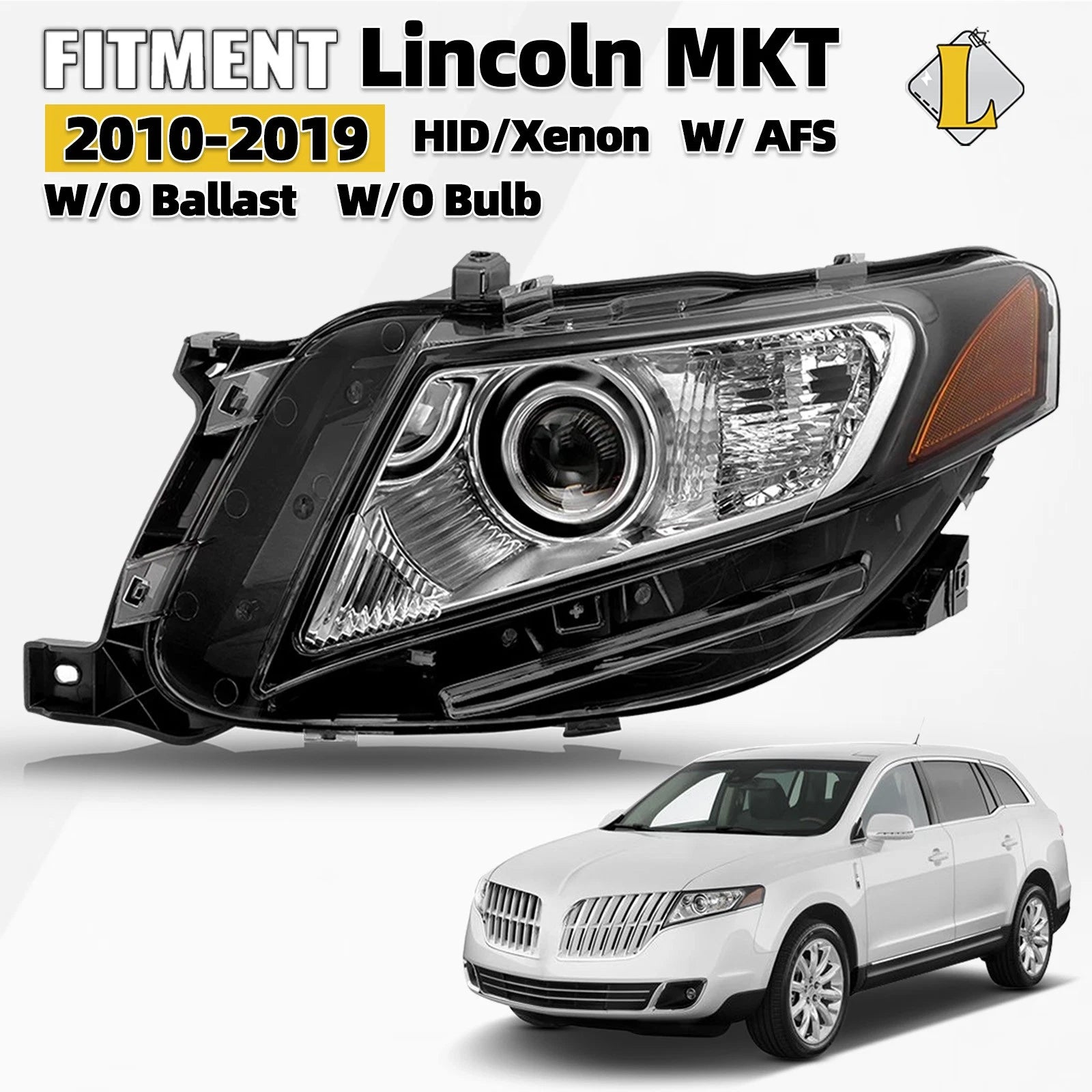 HID/Xenon Headlight for Lincoln MKT (2010–2019) Left Driver W/O Bulb W/O Ballast