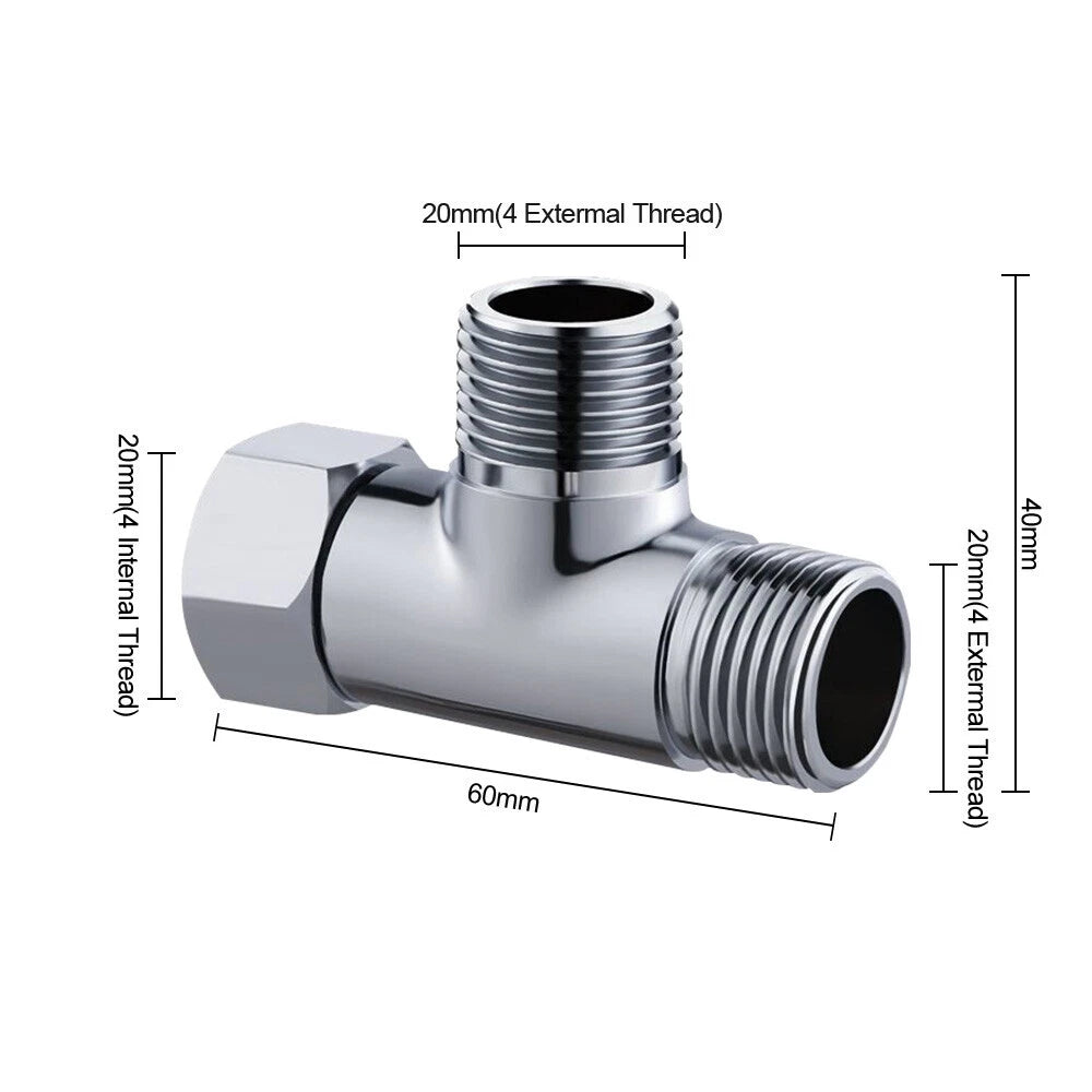 T Connector Water Valve Diverter Brass Chrome G1/2 for Universal
