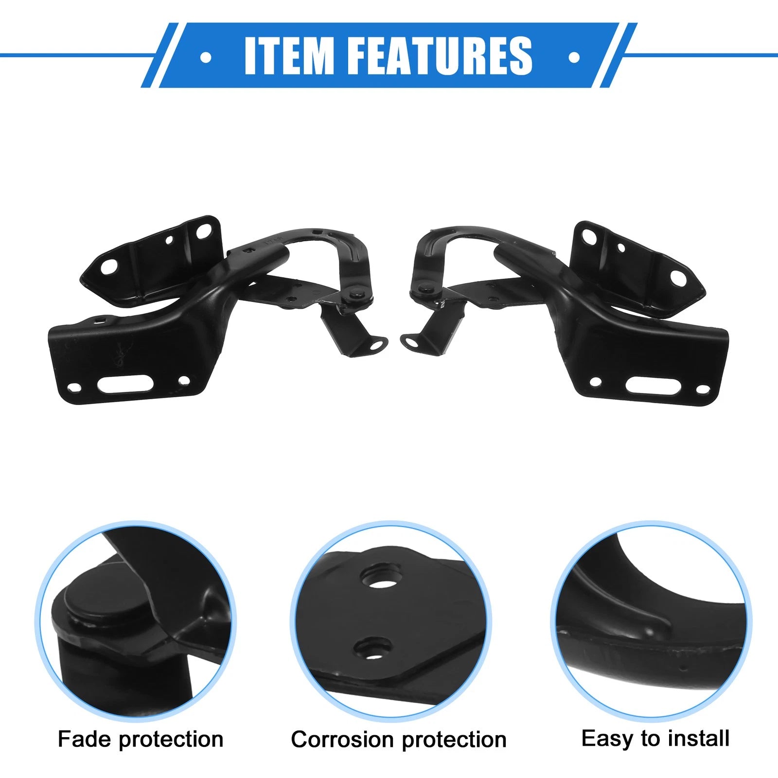 Hood Hinge Set of 2 for Honda HR-V (2016–2018) Black Left Right Side
