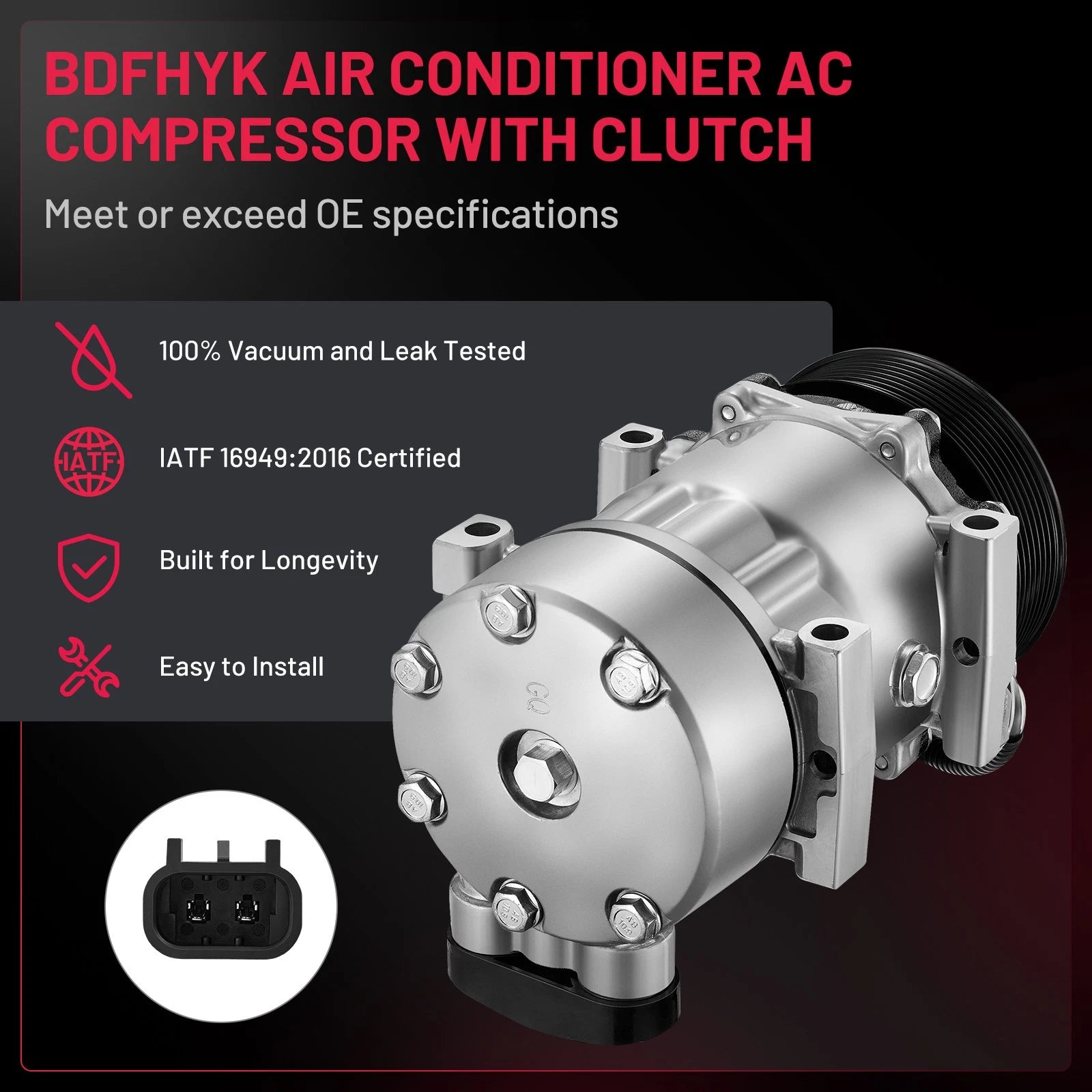 A/C Compressor for Peterbilt 379, Kenworth W900 (2002–2007) 10.5L 10.8L 14.9L