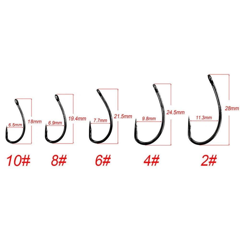50pcs Barbless Hooks for Carp Fishing (Sizes 2# 4# 6# 8# 10#)