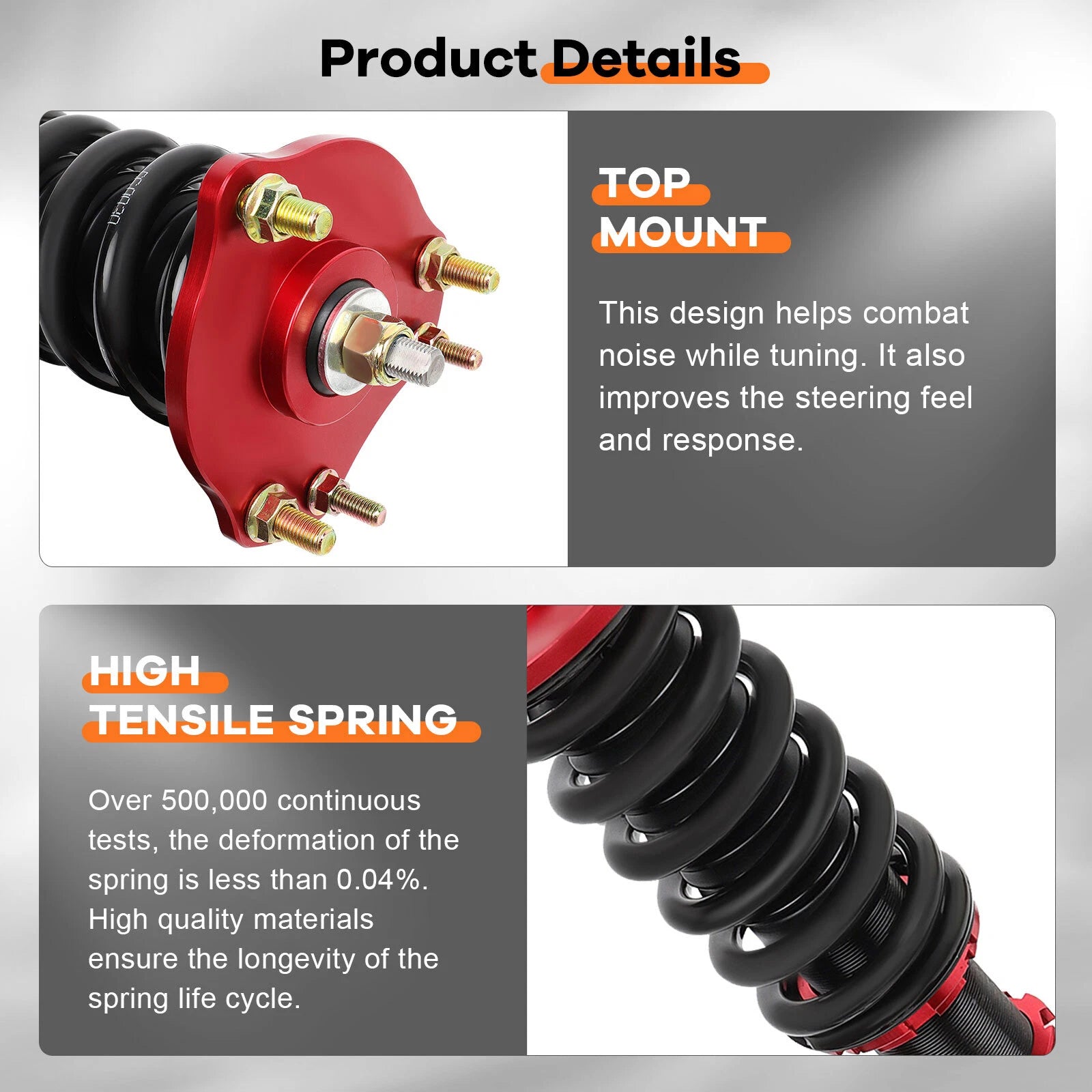 Coilovers for Honda Prelude (1992-2001) Adjustable Height Red Kits
