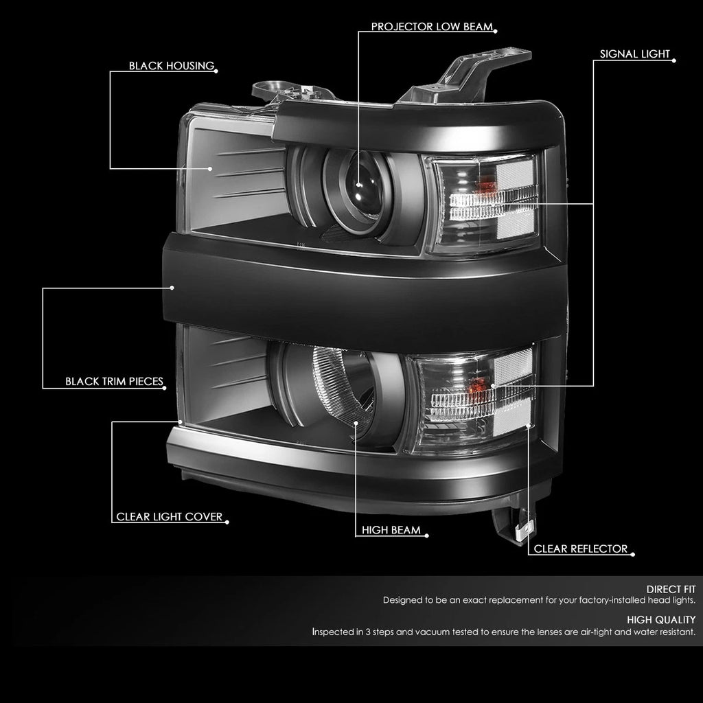 Projector Headlight Lamp for Chevy Silverado 2500HD 3500HD (2015–2019)