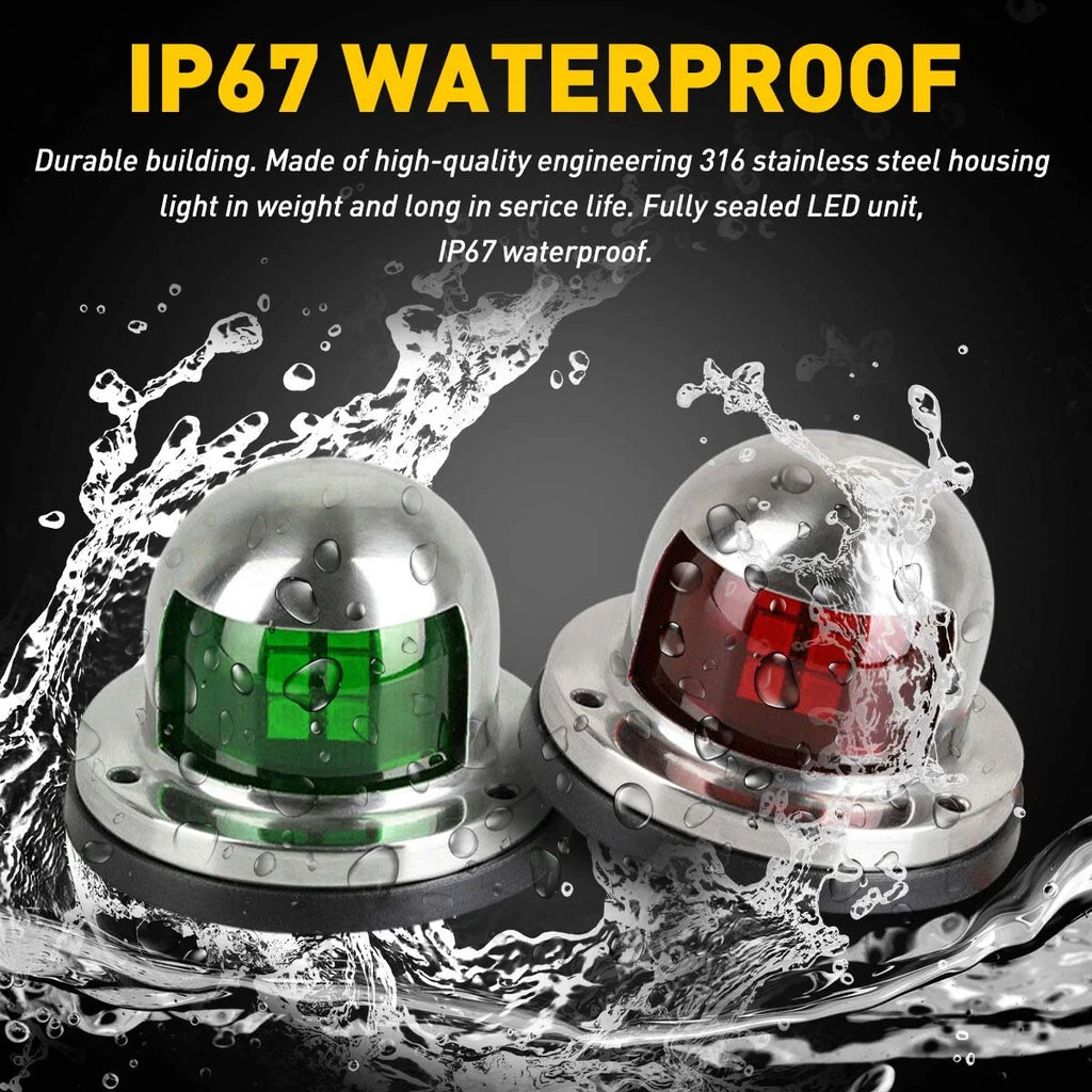 Set of 4 LED Bow Navigation Lights for Marine Boat Yacht Pontoon (12V)