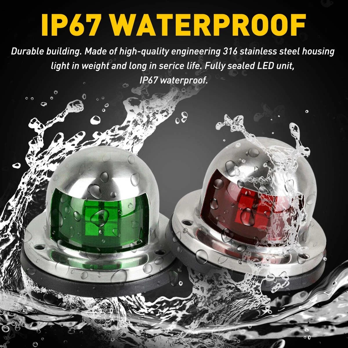 Set of 4 LED Bow Navigation Lights for Marine Boat Yacht Pontoon (12V)