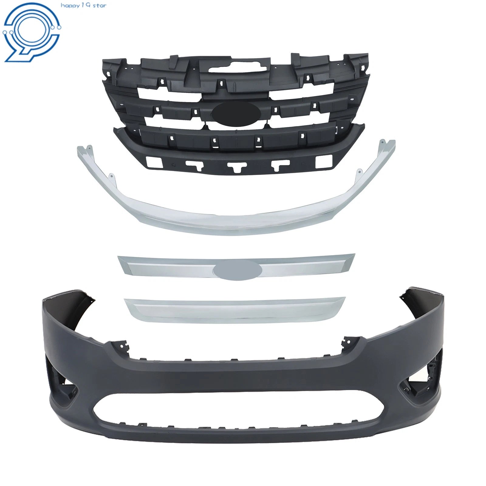 Front Bumper Cover & Chrome Grille for Ford Fusion (2010–2012)