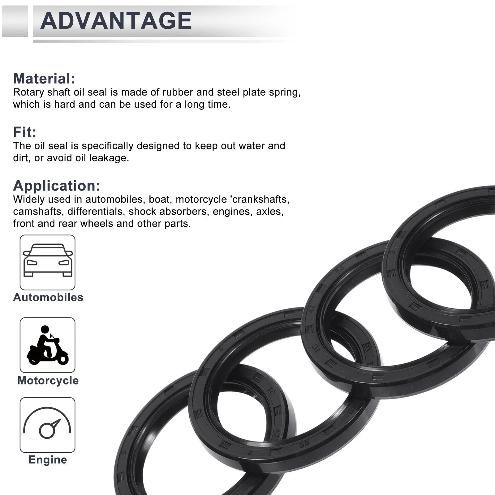 Set of 5 Oil Seal Rotary Shaft Seal NBR Rubber 42x55x7mm