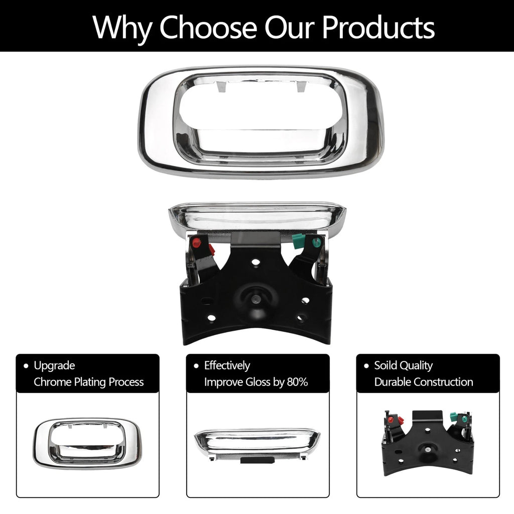 Chrome Tailgate Handle & Bezel Lock Set for Chevy Silverado GMC Sierra (1999-2007)