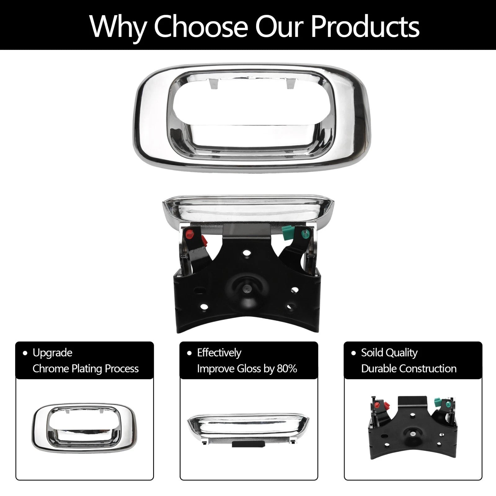 Chrome Tailgate Handle & Bezel Lock Set for Chevy Silverado GMC Sierra (1999-2007)
