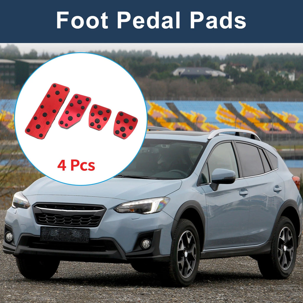 Set of 4 Manual Transmission Foot Accelerator Pedal Covers for Subaru XV (2018–2021) Red