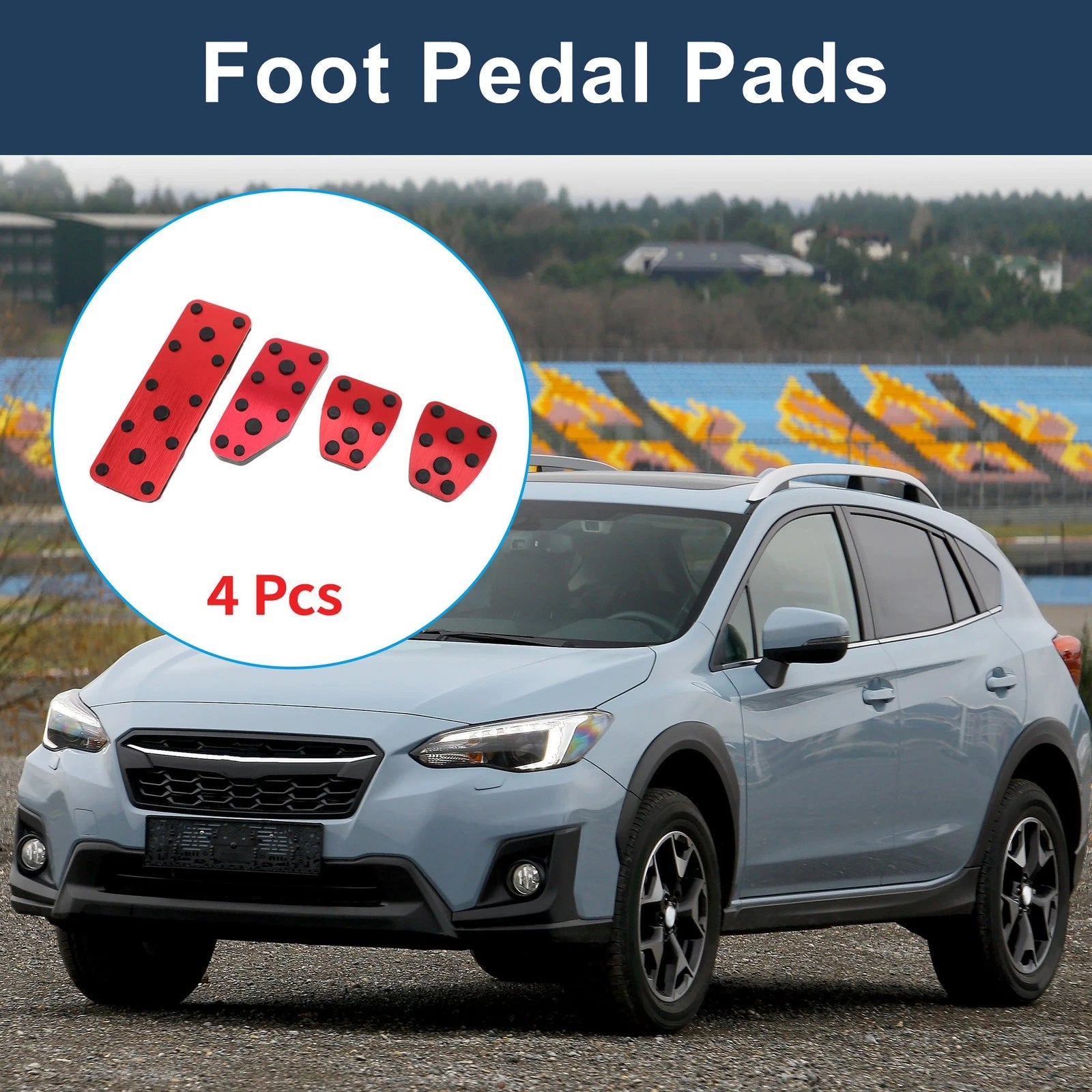 Set of 4 Manual Transmission Foot Accelerator Pedal Covers for Subaru XV (2018–2021) Red