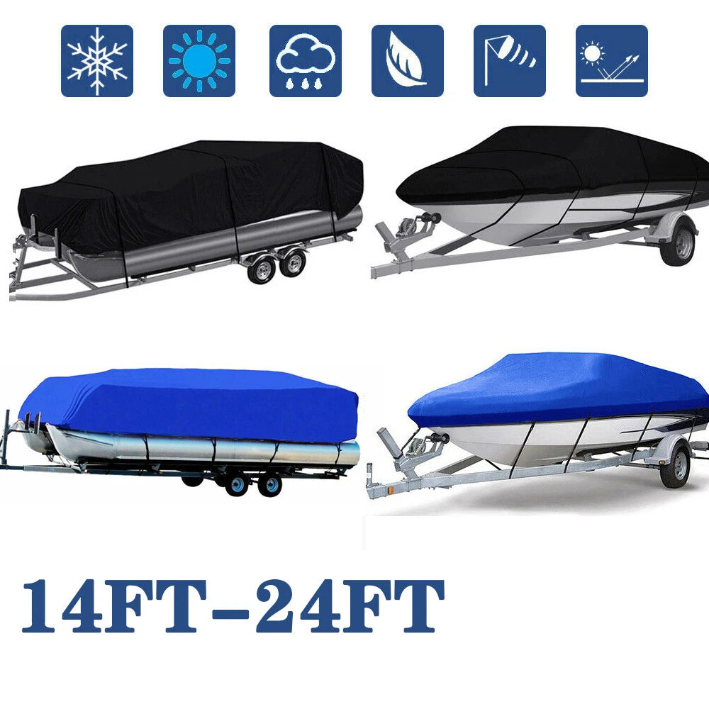 Boat Cover for Pontoon Runabout Fishing Ski (21-24 Ft) UV Dust Resistant