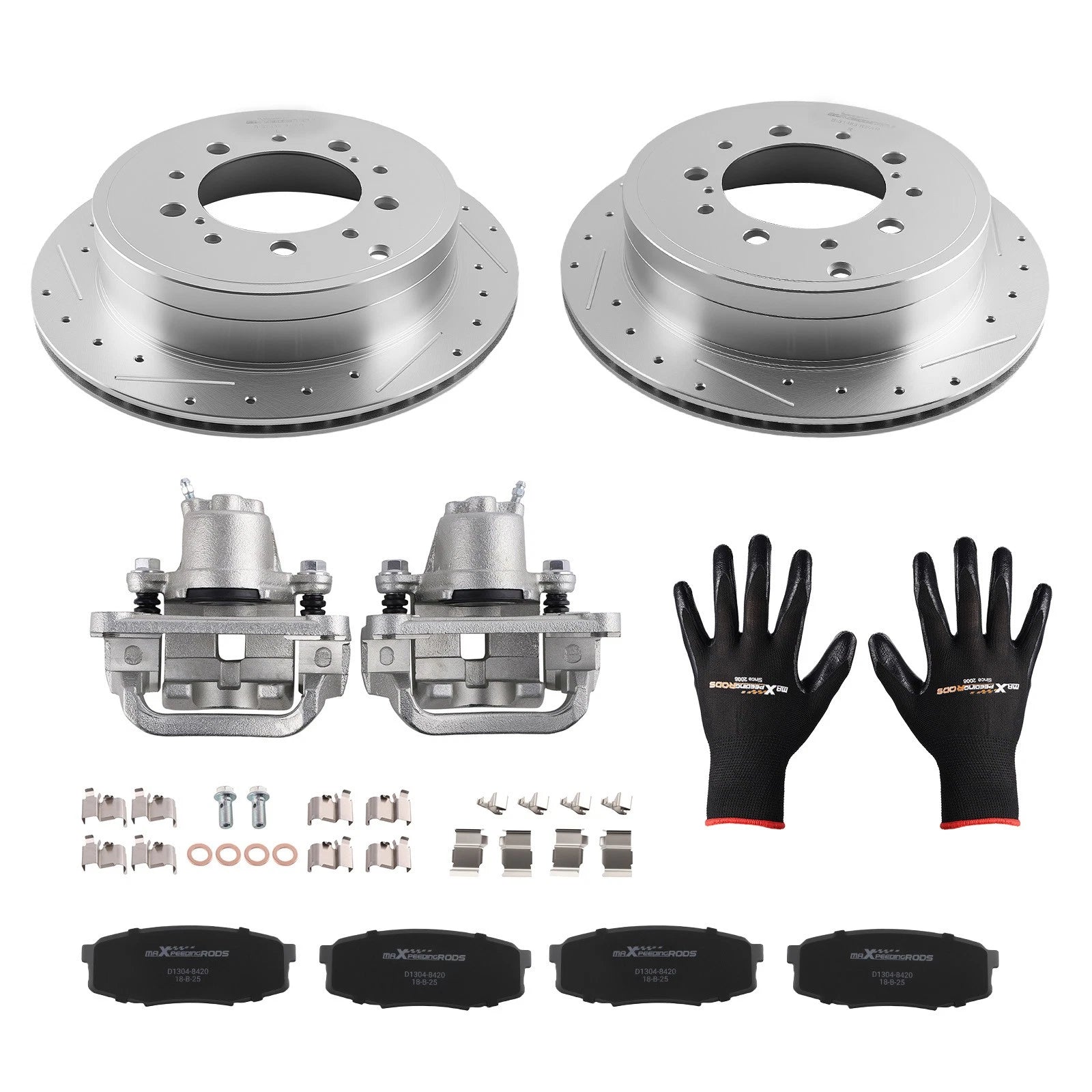 Rear Brake Rotors Calipers Pads Kit for Toyota Sequoia Tundra (2008–2016)