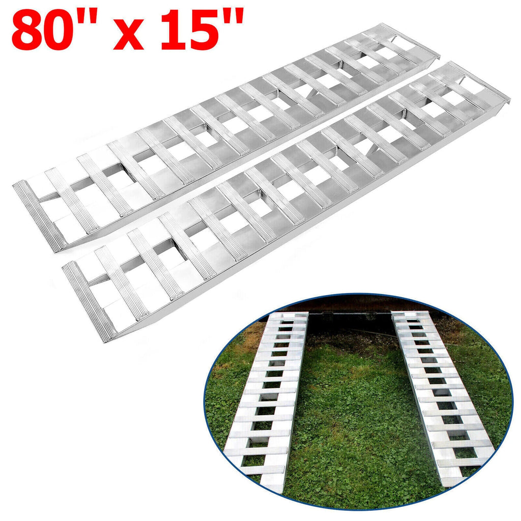 Set of 2 Aluminum Ramps for Car Trailer Truck (6000 lbs Capacity)