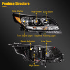 Headlight Assembly for Chevy Malibu (2013–2015) Black Housing with Bulbs