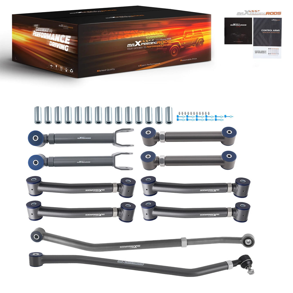 10x Control Arms Set & Track Bar for Jeep Wrangler TJ (1997–2006)