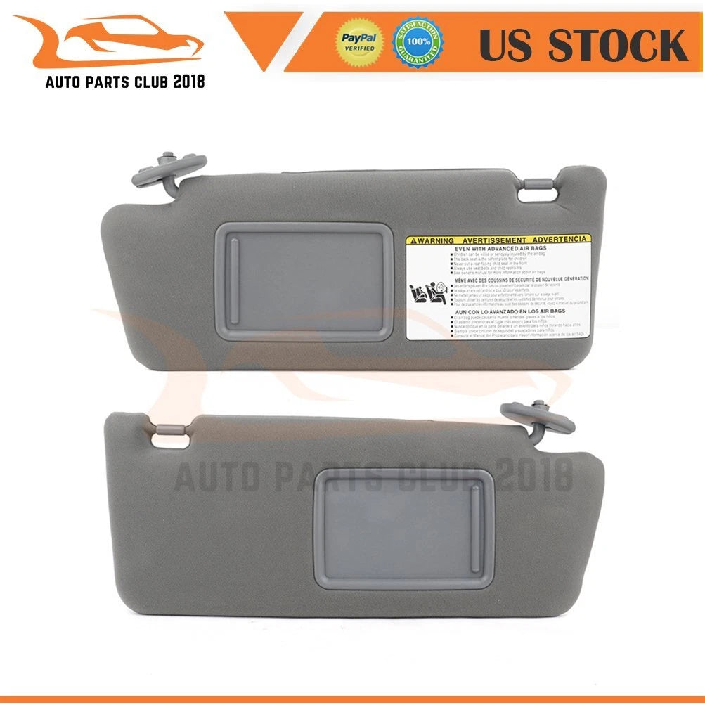 Set of 2 Sun Visors for Toyota Tacoma (2008) Med Gray with Extensions & Mirrors