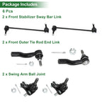 6X Front Suspension Kit Tie Rod Ends Sway Bar Link Ball Joint for Toyota RAV4 (2013–2018)