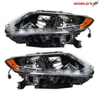 Set of 2 Halogen Headlights for Nissan Rogue (2014–2016) Chrome Housing