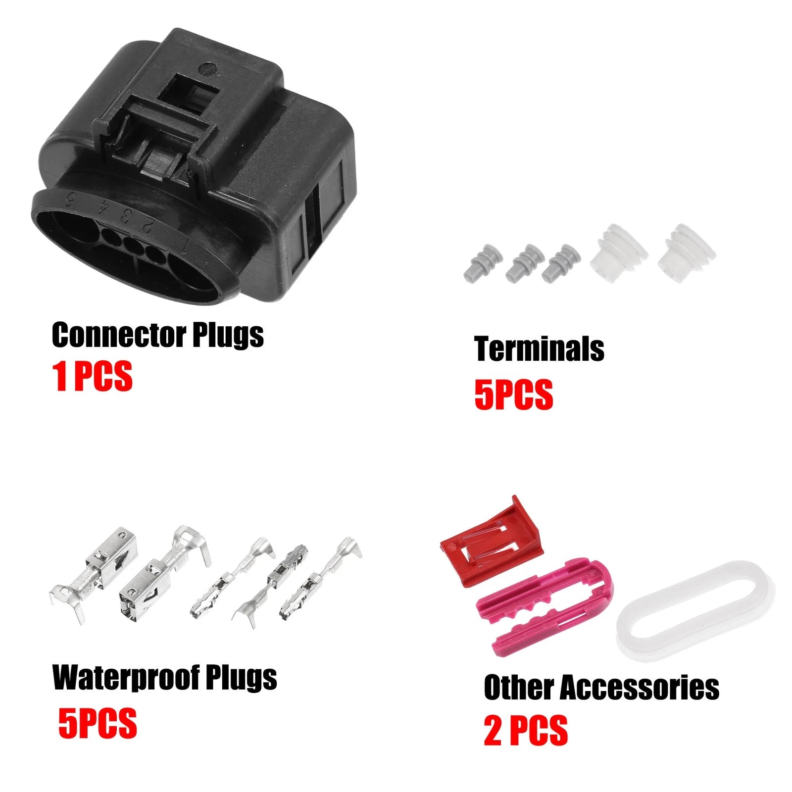 Set of 5 Pin Fuel Pump Control Connector for VW Audi Seat (No.1K0919231)