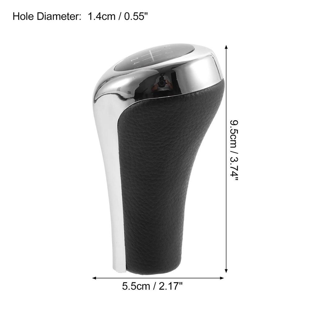 6 Speed Manual Shift Knob for BMW X1 E84 (2009–2015) Faux Leather Black Silver Tone