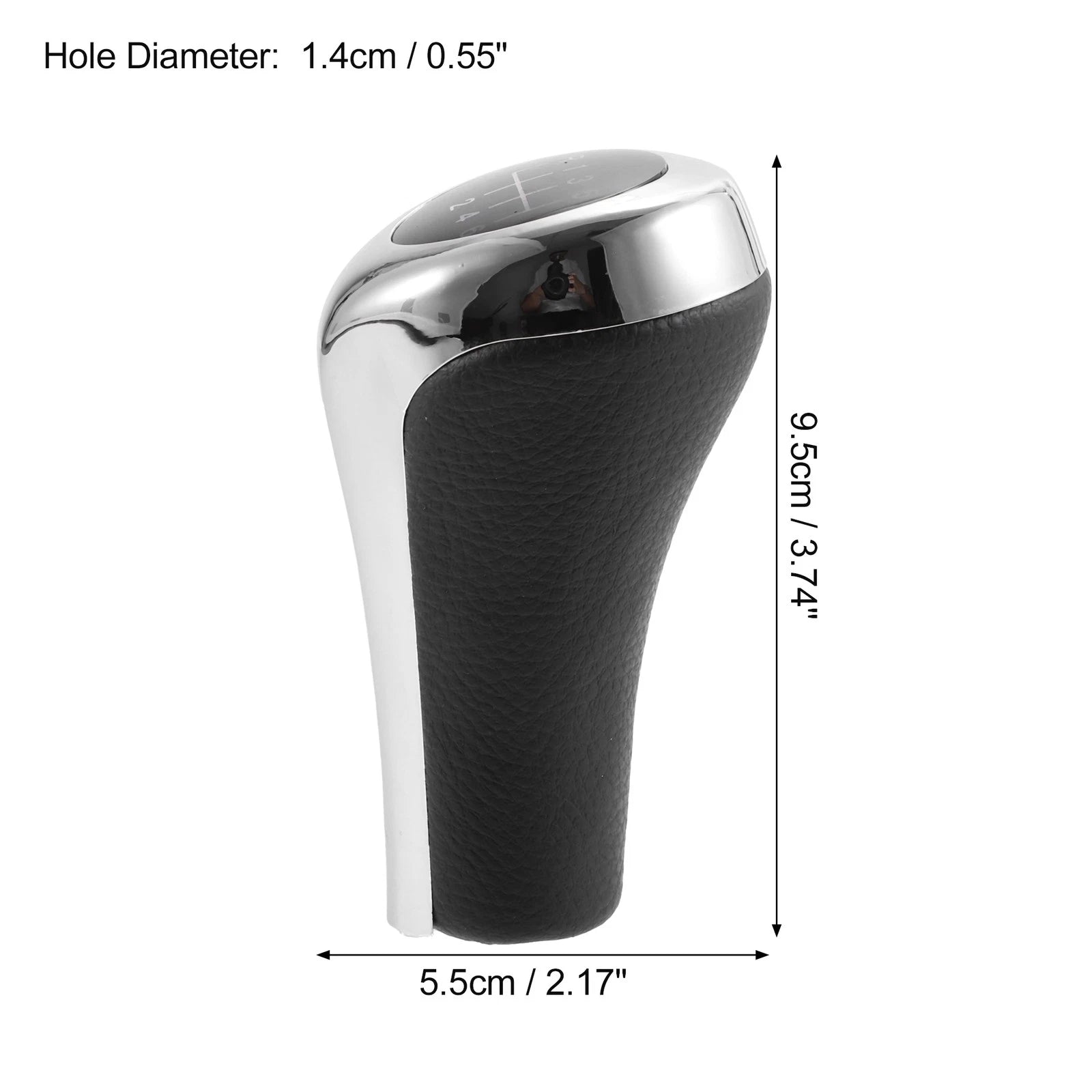 6 Speed Manual Shift Knob for BMW X1 E84 (2009–2015) Faux Leather Black Silver Tone