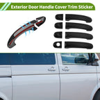 Set of 8 Exterior Door Handle Cover Trim for Volkswagen Transporter (T5) Matte Black