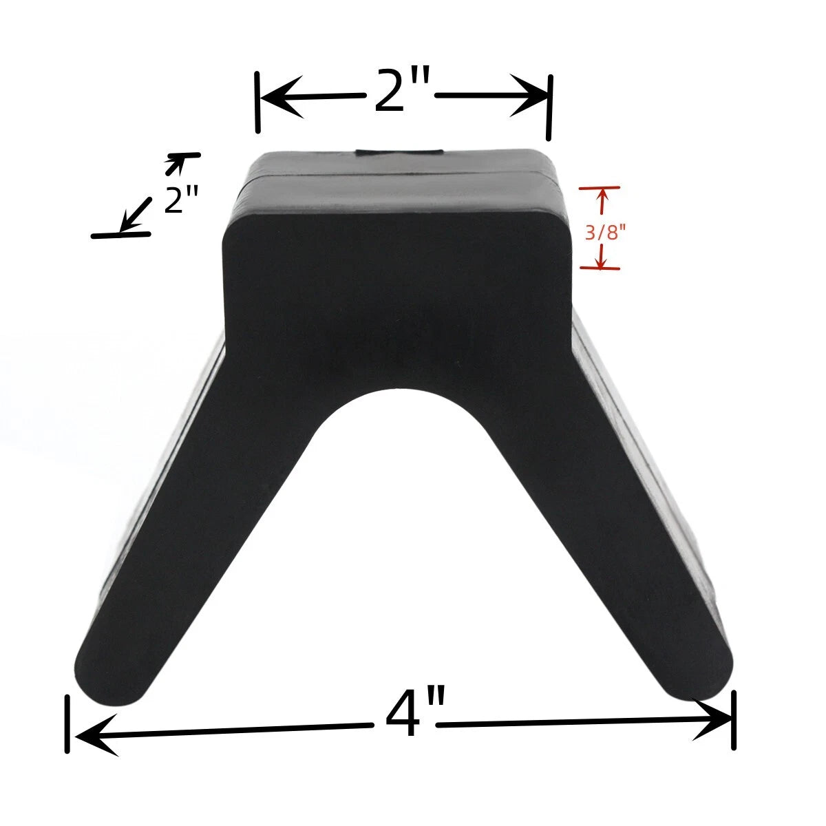2 Inch V Bow Stop for Boat Trailer - Black Molded Rubber