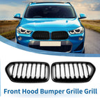 Front Upper Bumper Grille for BMW X2 (2017-2023) Gloss Black