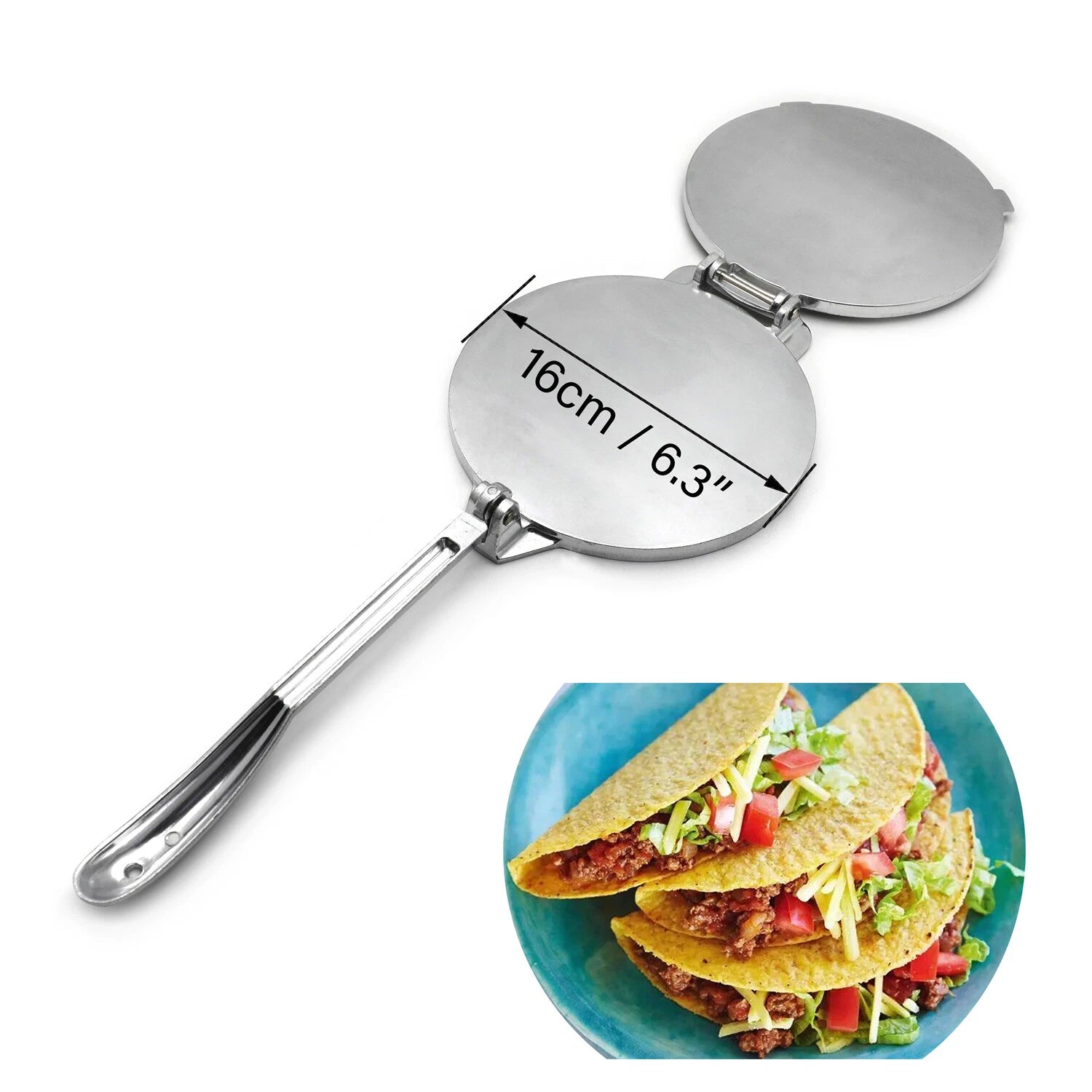 Aluminum Tortilla Press 6" for Tortillas (10" Handle)