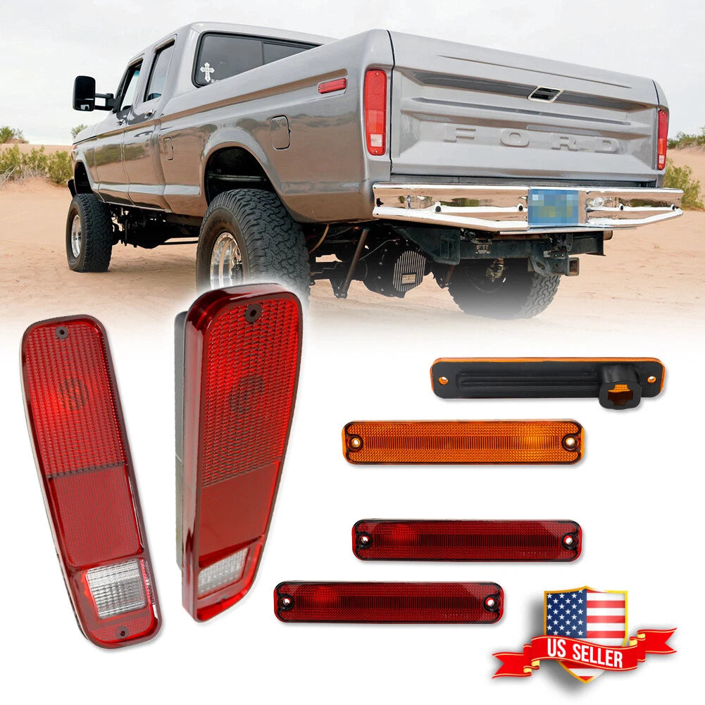 Set of 6 Tail Lights & Side Fender Markers for Ford F150 F250 E150 (1973–1979)