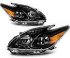 2X Headlight Assembly for Toyota Prius (2010–2011) - Black Amber