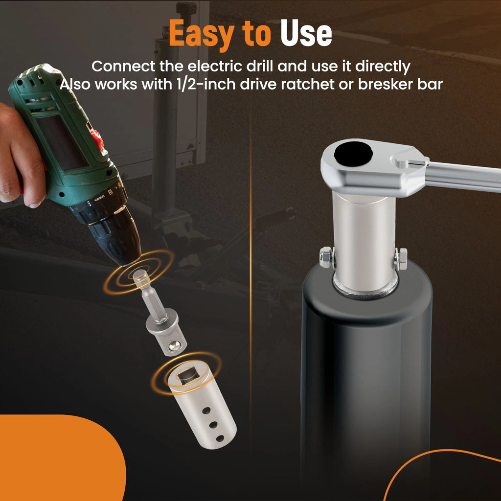 Electric Drill Adapter for Trailer Jack (Stainless Steel)