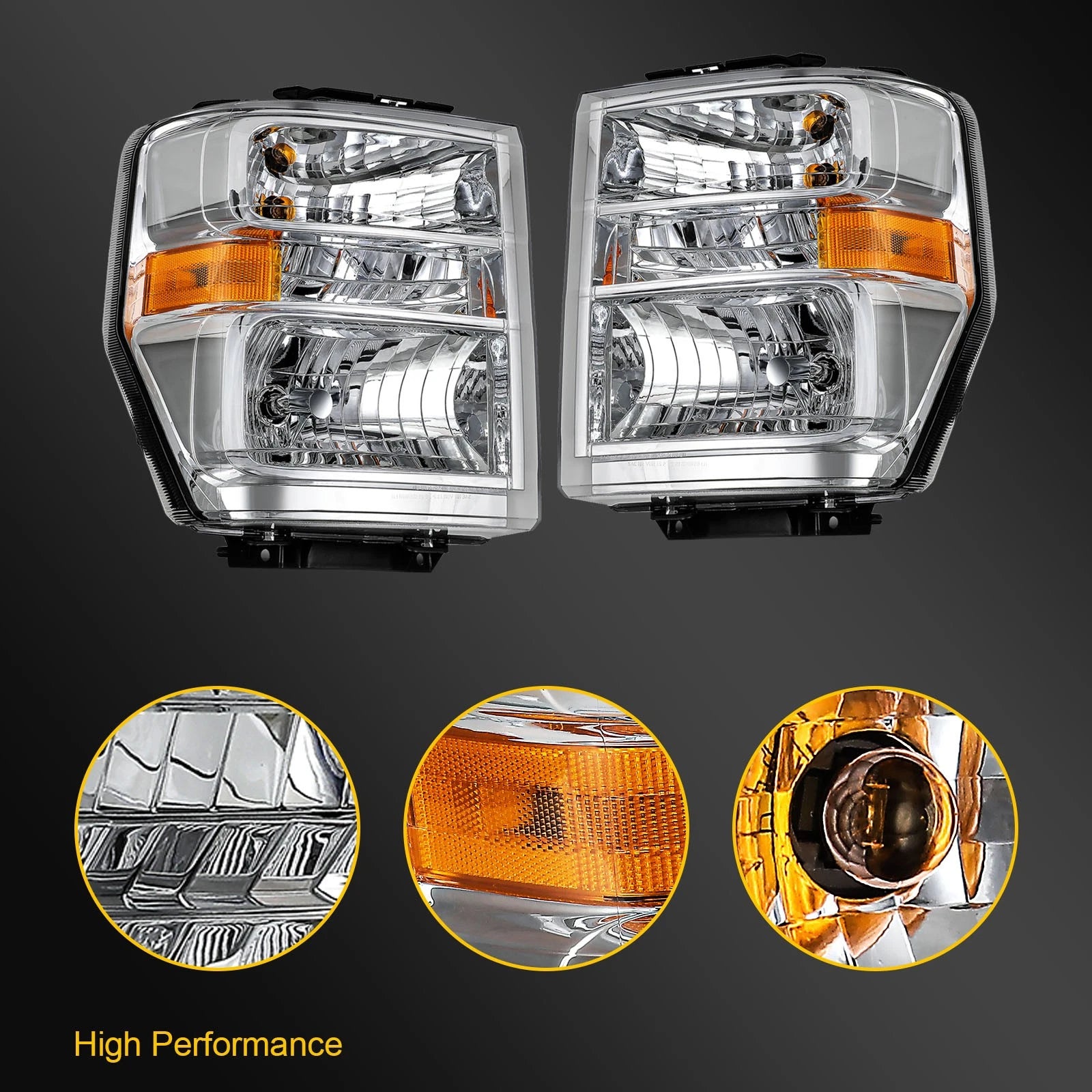 Headlight Assembly Pair for Ford E150 E250 E350 E450 Econoline Van