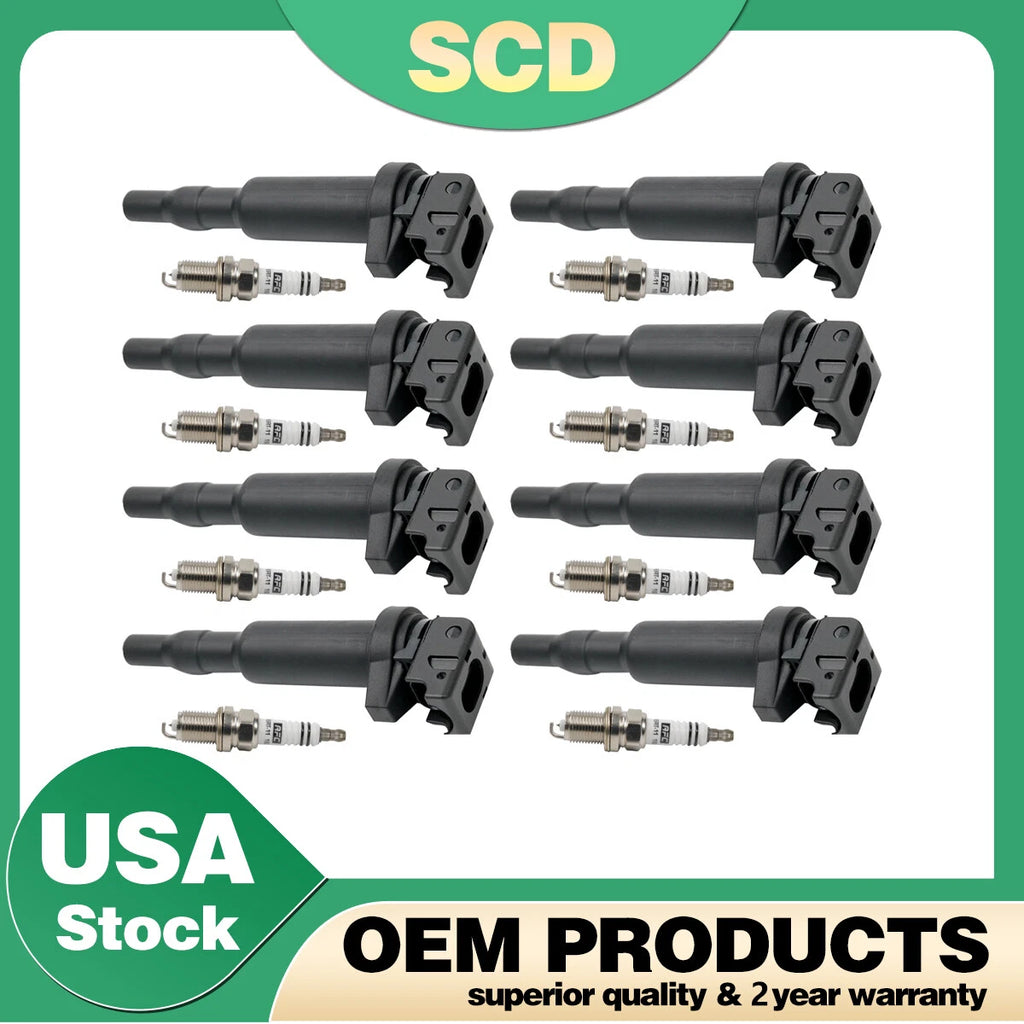 8X Ignition Coil & 8X Spark Plug 0221504470 for BMW X3 X5 328i 335 525 530 535i (2004–2013)