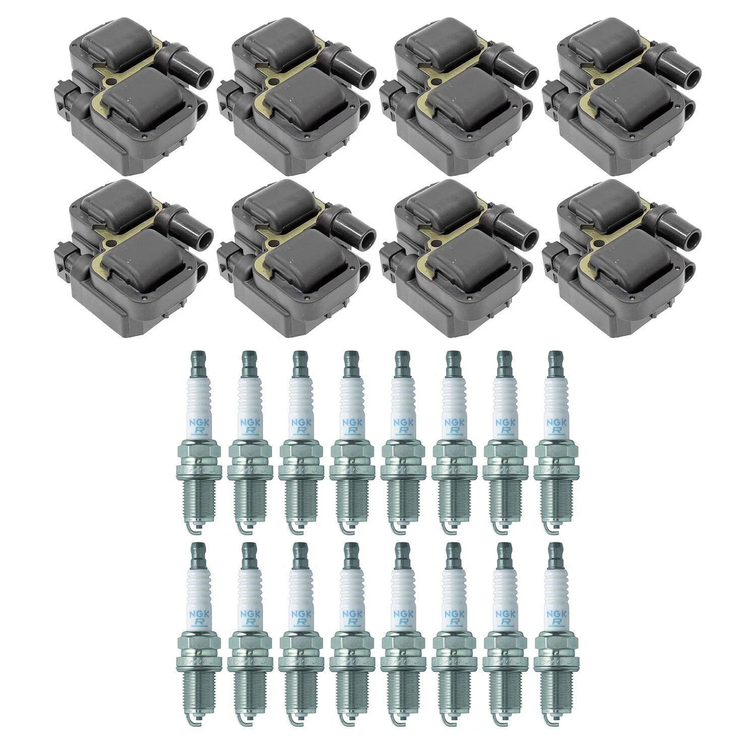 Set of 8 Ignition Coils & 16 Spark Plugs for Mercedes W202 C215 C208 W210