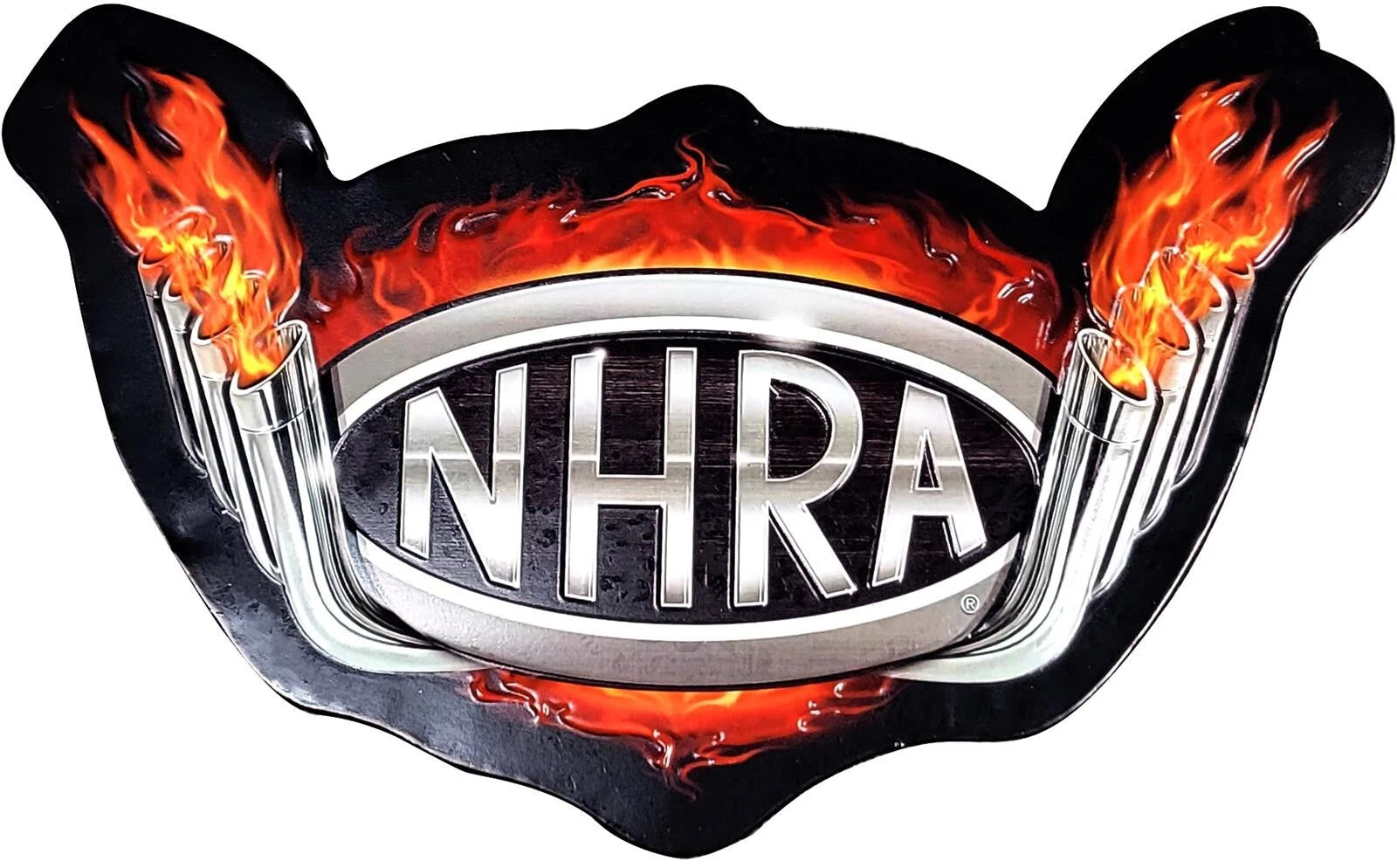 NHRA Embossed Metal Flames Sign for Man Cave Garage (442040)