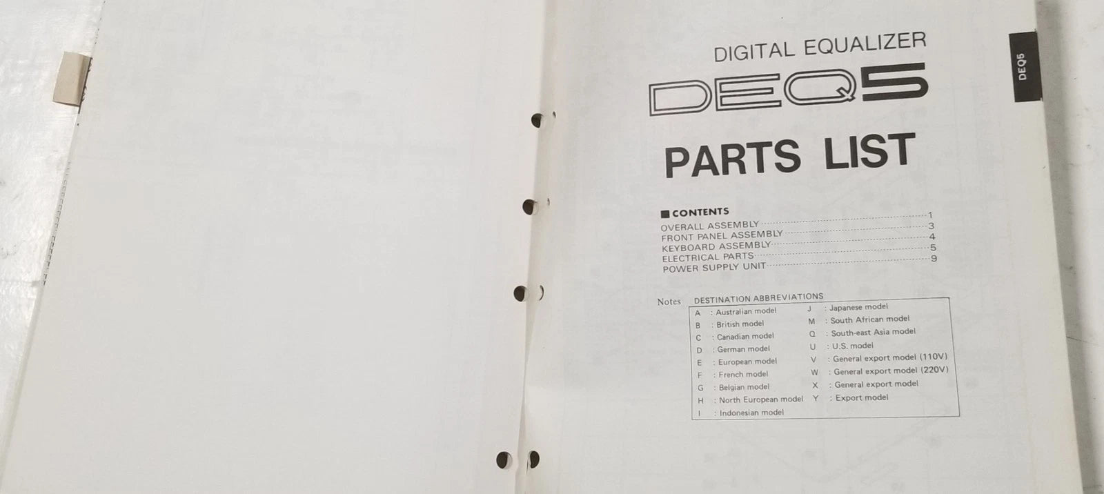 Yamaha DEQ5 Digital Equalizer Service Manual & Parts List
