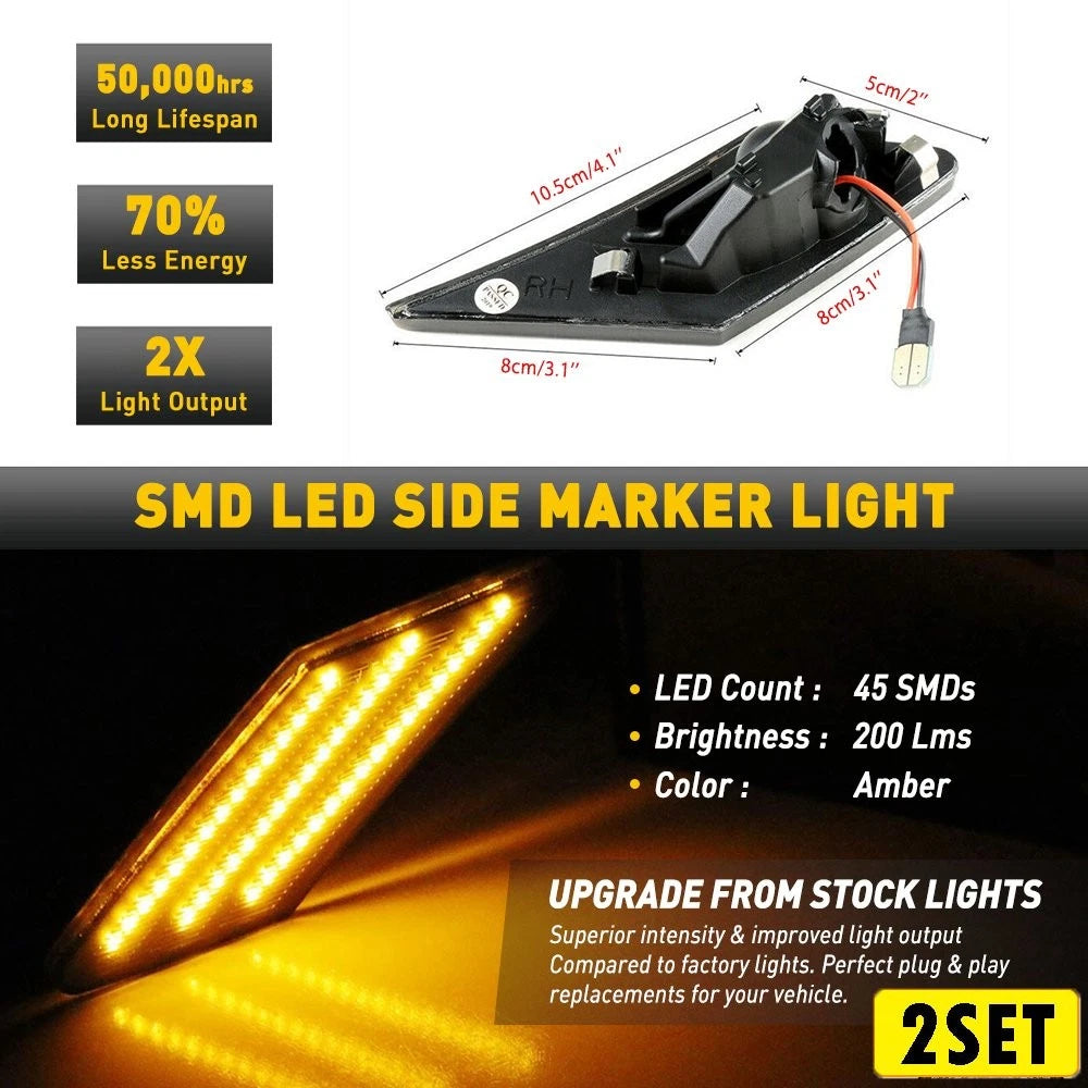 Set of 2 Dynamic Smoke LED Side Bumper Marker Lights for Toyota GT86 BRZ (2013–2020)
