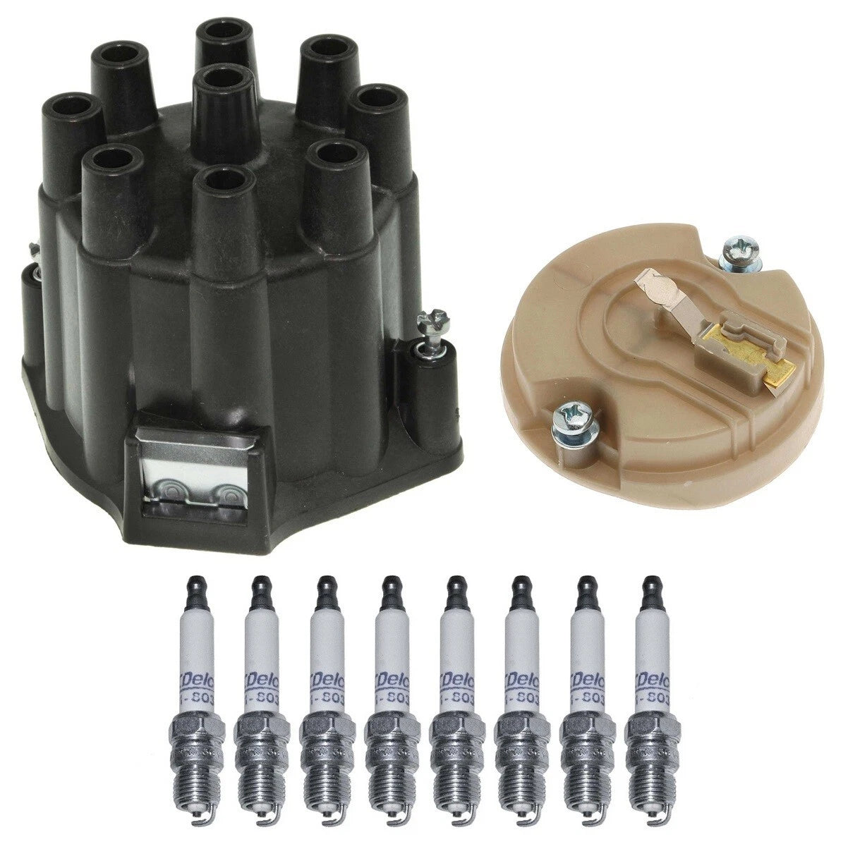 Distributor Rotor Cap & Spark Plugs Kit for Chevy GMC Buick (All Years)