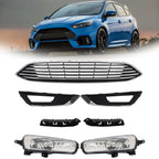 Set of 7 Front Bumper Upper Grille with Fog Lights for Ford Focus (2015â2018)