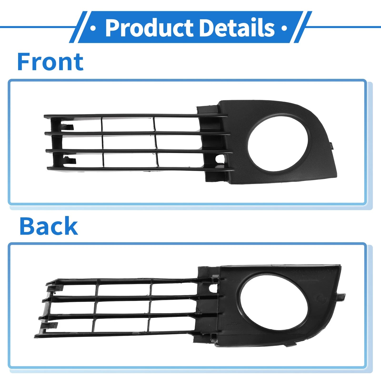 1 Pair Front Fog Light Grill for Audi A6 C5 (2002–2005) No. 4B0807682T/4B0807681T