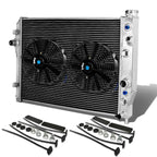 2X Aluminum Radiator with 10" Black Fans for Chevy Pontiac Camaro Firebird (MT)