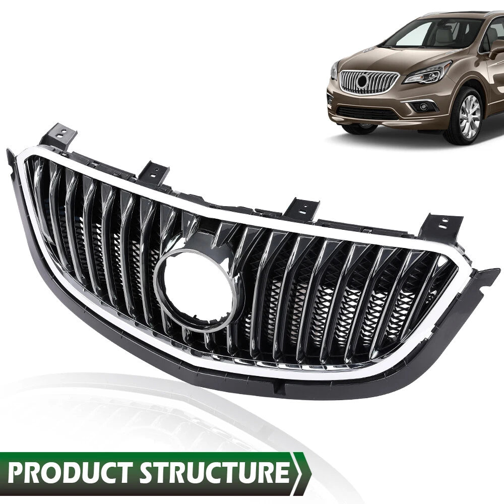 Front Bumper Upper Grille for Buick Envision (2016–2018) with Chrome Trim