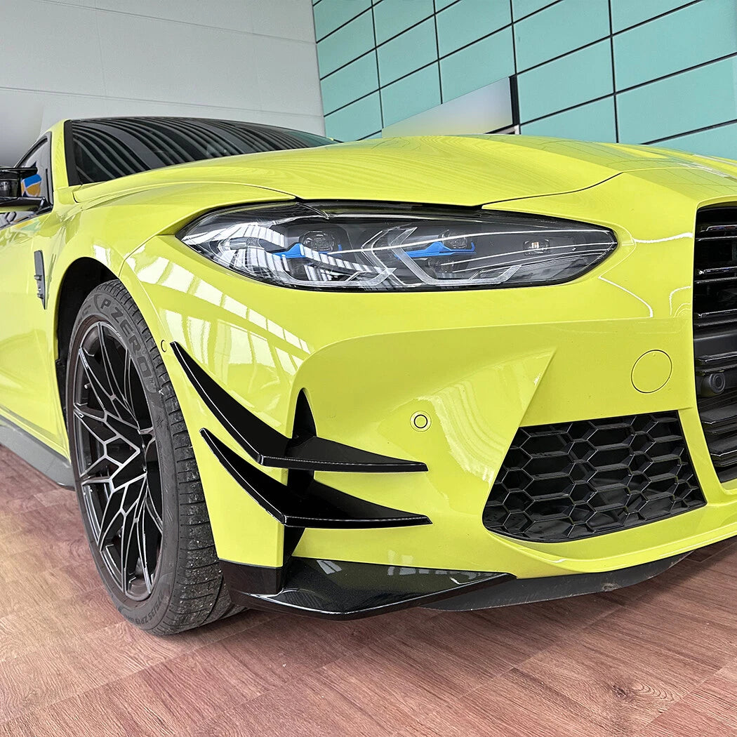 Gloss Black Front Bumper Fins Canard Splitter for BMW M3 M4 G80 G81 G82 G83 (2021–Present)