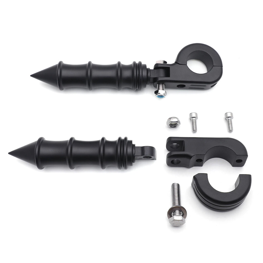 1.25" Black Bamboo Foot Peg w/ P-Clamp for Honda GoldWing VTX1300 Shadow Valkyrie